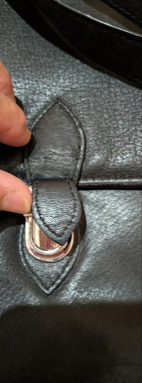 Levenger black top grain leather messenger bag